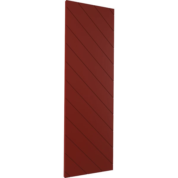 18W X 43H True Fit PVC Diagonal Slat Modern Style Fixed Mount Shutters, Pepper Red